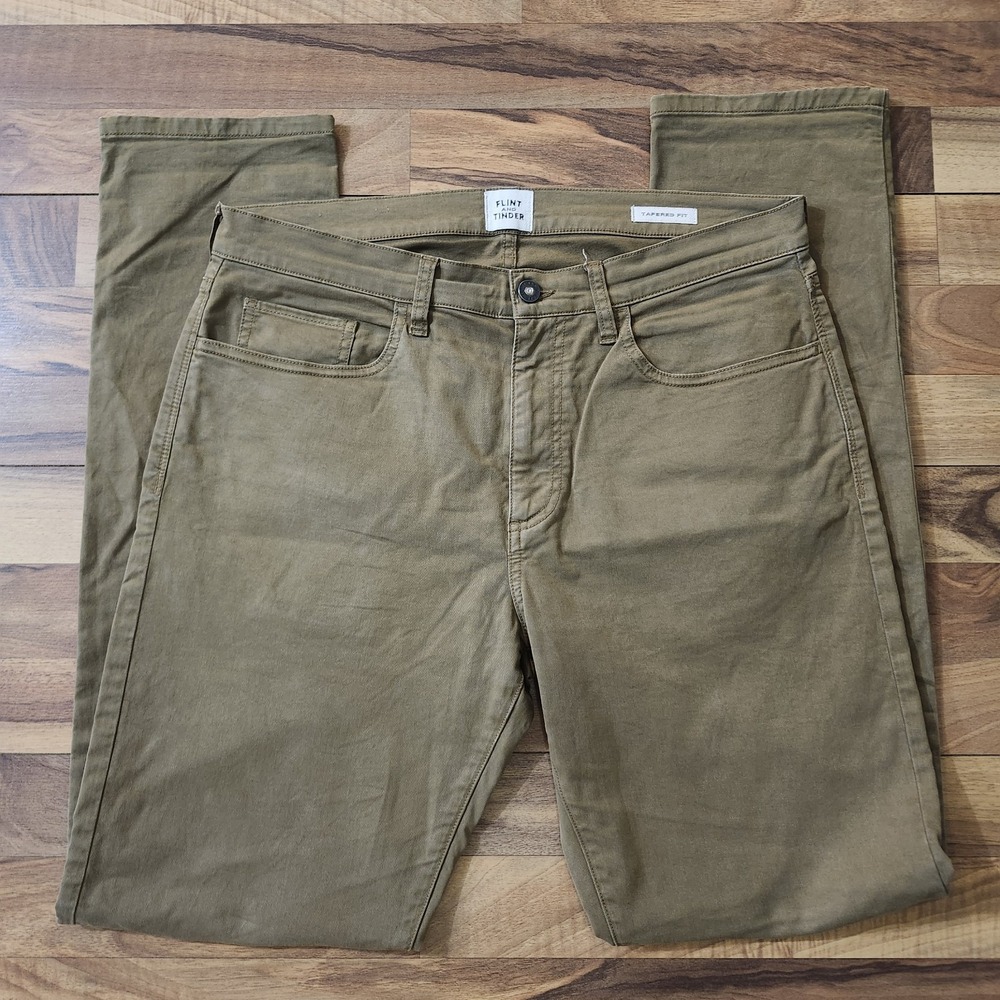 Flint and Tinder 365 Chino Khaki Brown 5 Pocket Pants Sz 33×34